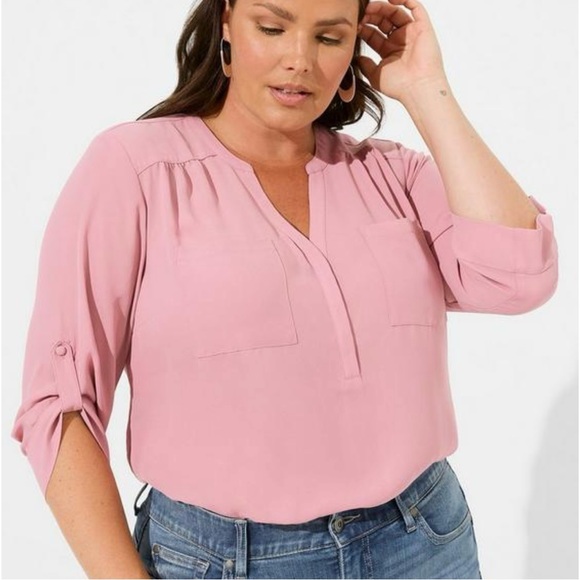 torrid Tops - NWT TORRID Harper Georgette Blouse Pullover 3/4 Sleeve Dusty Rose Mauve Top 3X